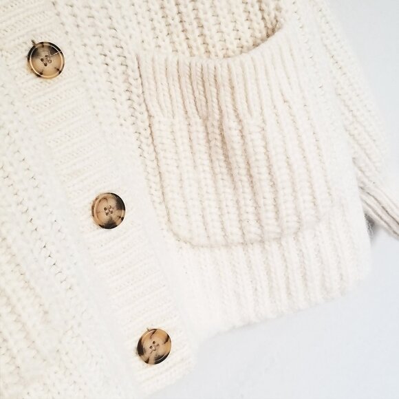 & Other Stories Oversized Rib Knit Cardigan S Alpaca Wool Blend Cream Chunky - Picture 11 of 16